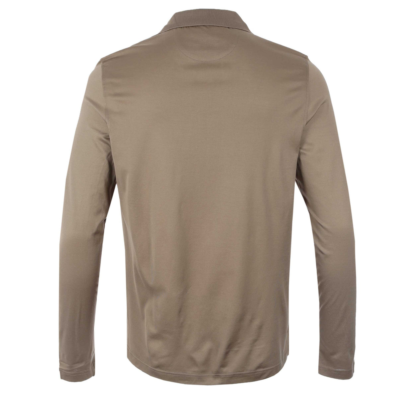 Pal Zileri Zip Detail LS Polo Shirt in Taupe Back