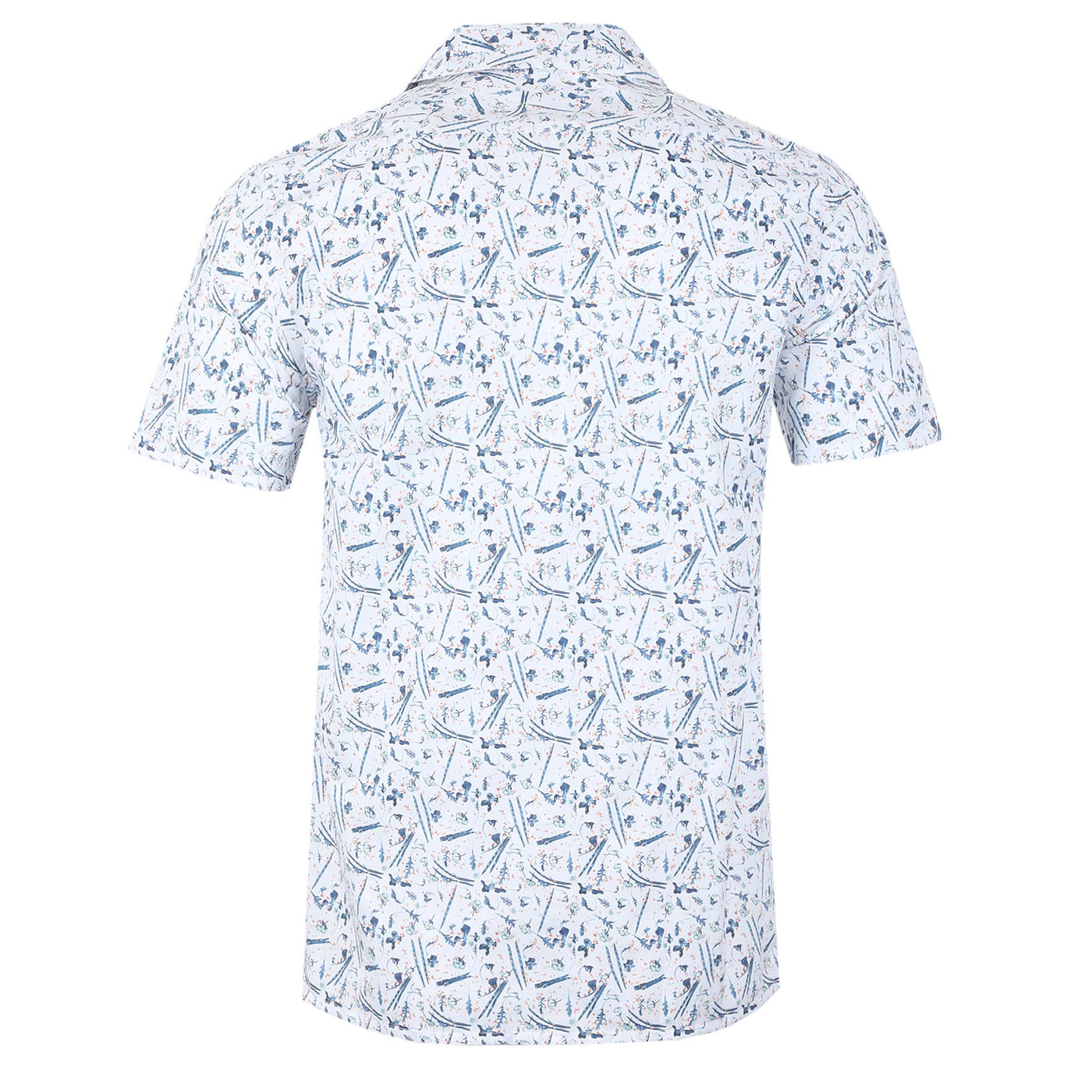 Paul Smith Blue Floral Print Reg Fit SS Shirt in White back