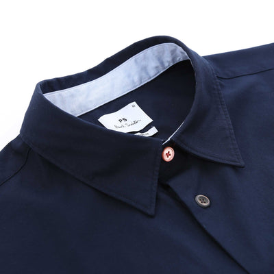 Paul Smith Casual Fit Zeb Badge SS Shirt in Navy Collar