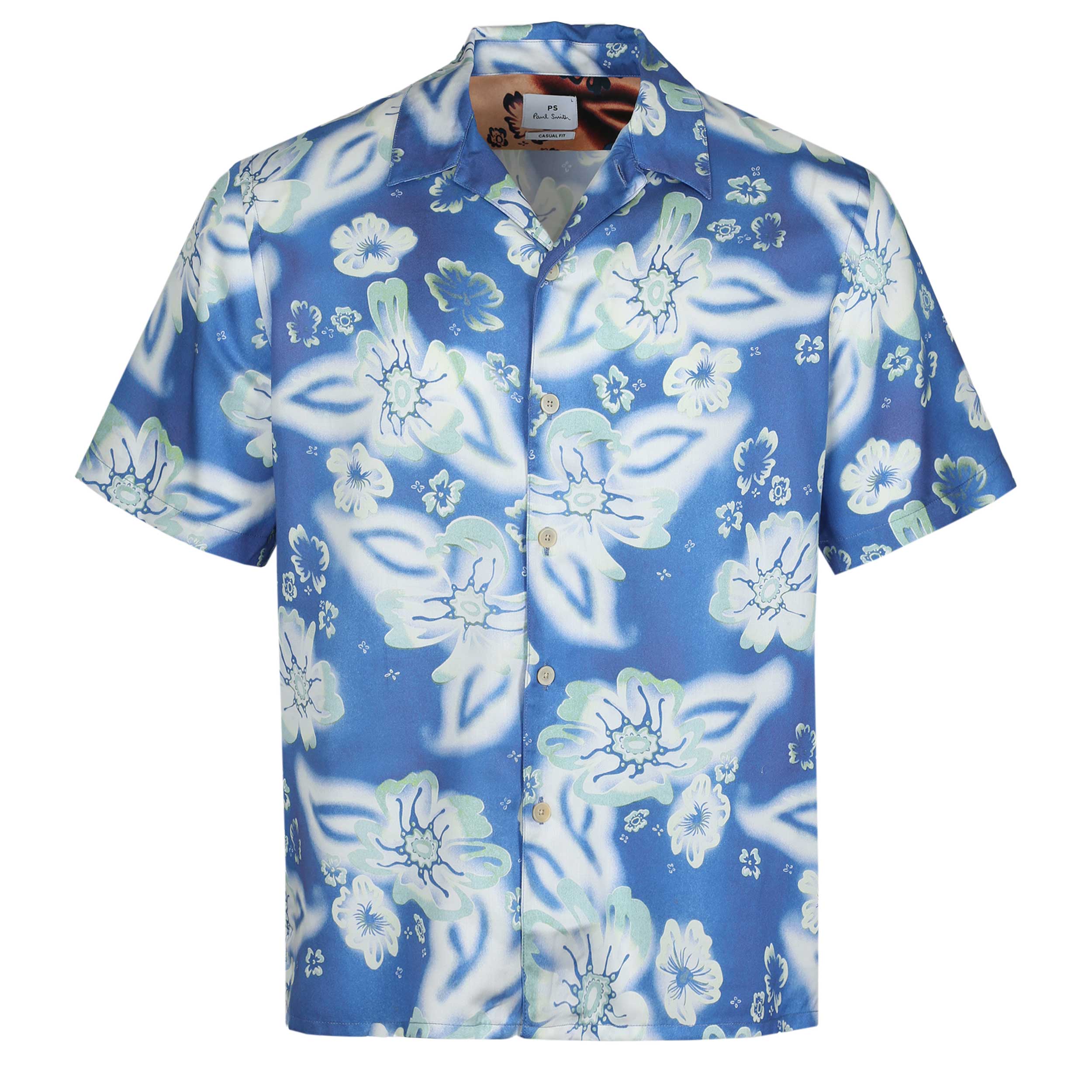 Paul Smith Floral Casual Fit SS Shirt in Cobalt Blue