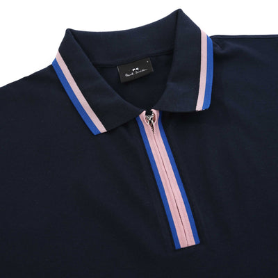 Paul Smith Half Zip Polo Shirt in Navy Collar