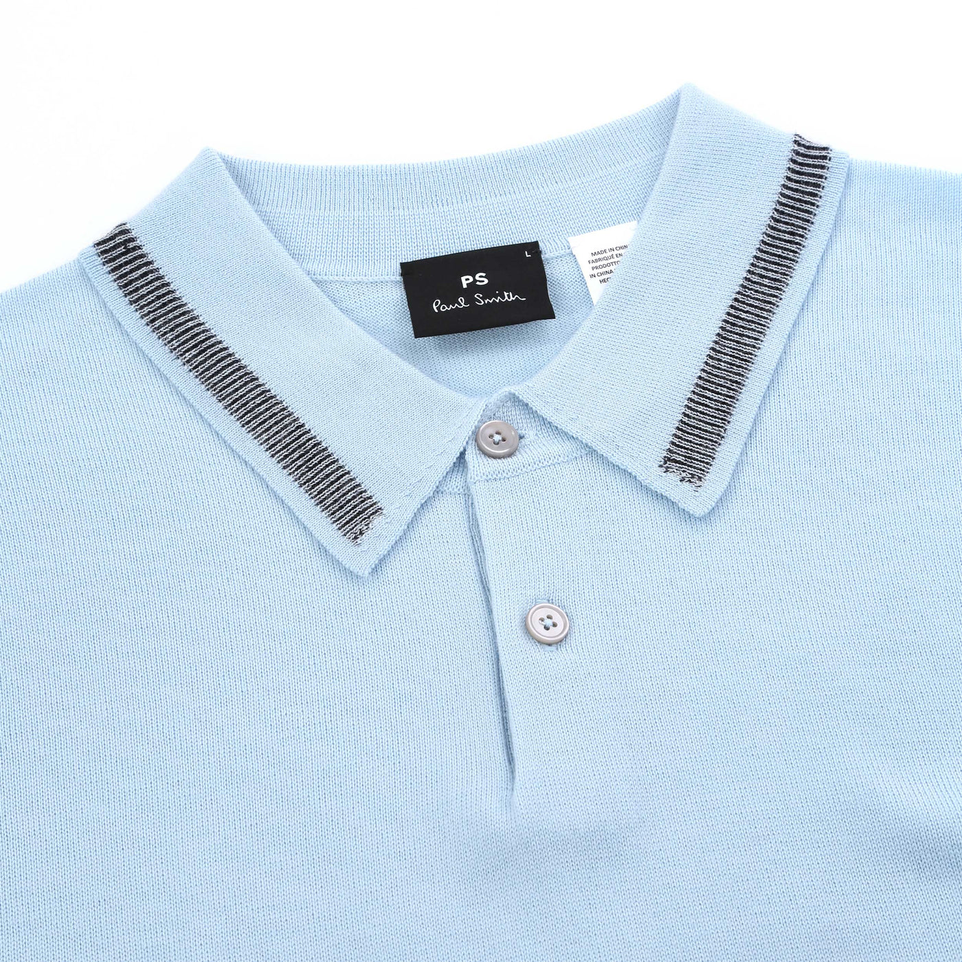 Paul Smith Knitted SS Polo in Light Blue