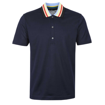 Paul Smith Stripe Collar Polo Shirt in Navy