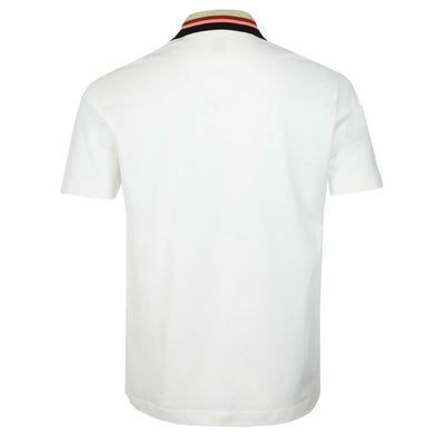 Paul Smith Stripe Collar Polo Shirt in White Back