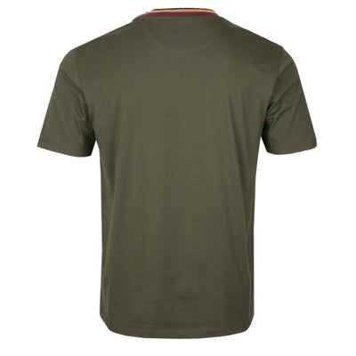 Paul Smith Stripe Rib T Shirt in Army Green Back