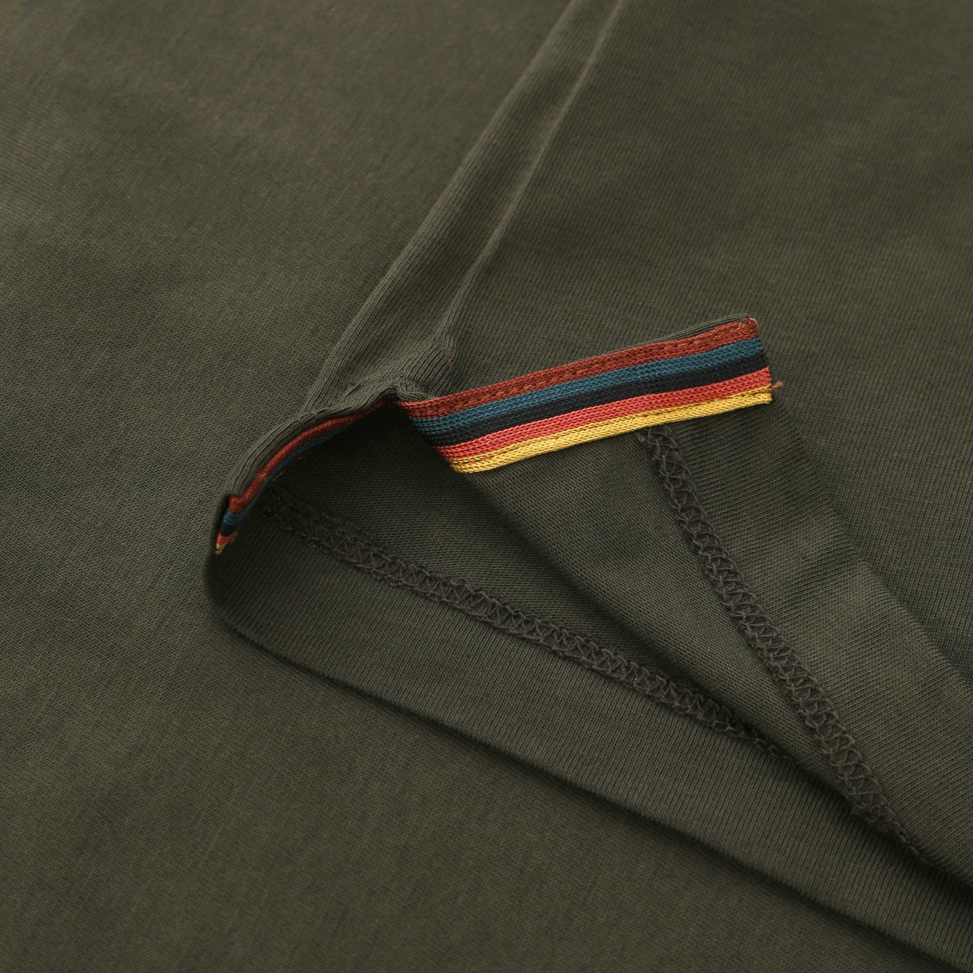 Paul Smith Stripe Rib T Shirt in Army Green Detail