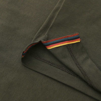 Paul Smith Stripe Rib T Shirt in Army Green Detail
