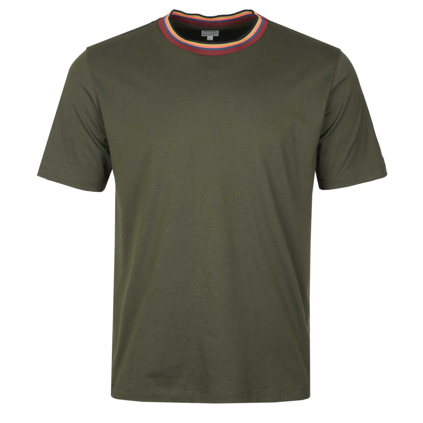 Paul Smith Stripe Rib T Shirt in Army Green