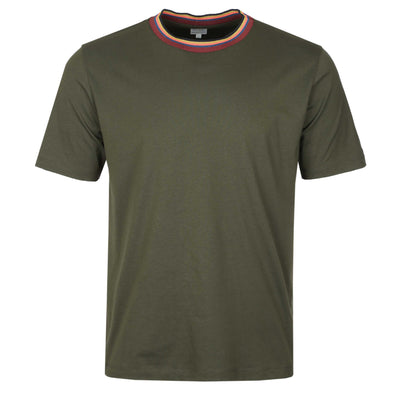 Paul Smith Stripe Rib T Shirt in Army Green