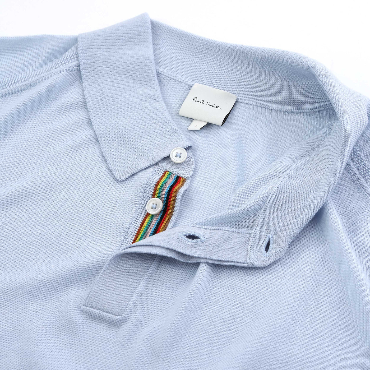 Paul Smith Sweater Long Sleeve Polo in Sky Blue Collar 2