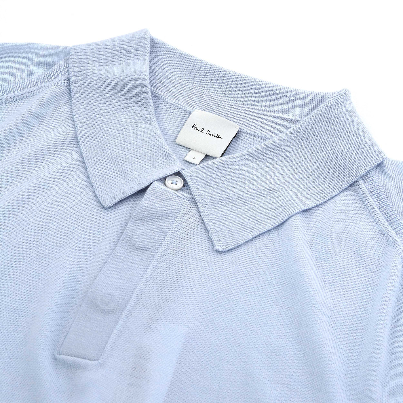 Paul Smith Sweater Long Sleeve Polo in Sky Blue Collar