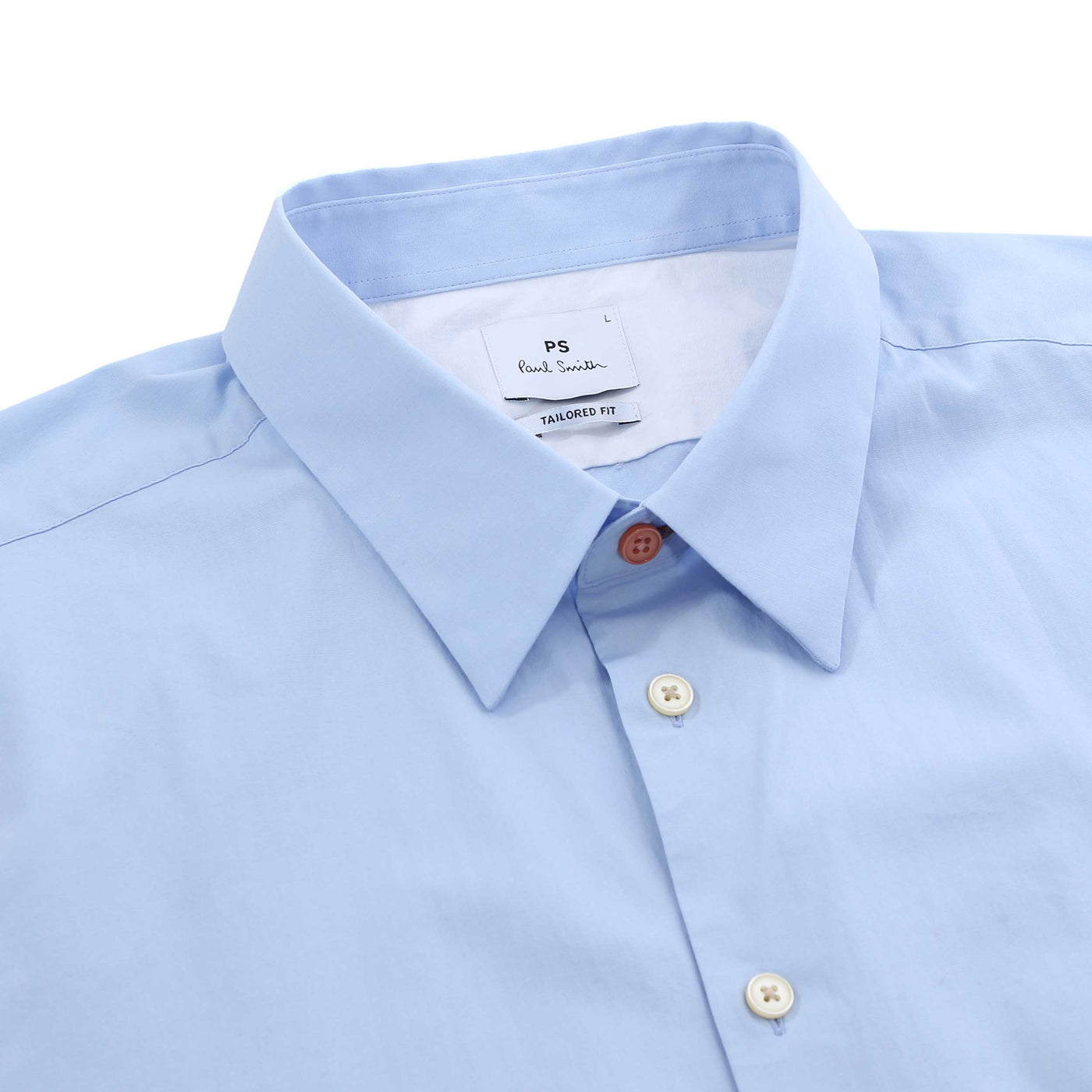 Paul Smith Tailored Fit Zeb Print Emb Shirt in Sky Blue Collar