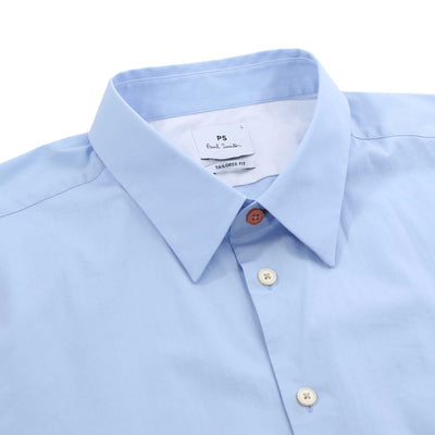 Paul Smith Tailored Fit Zeb Print Emb Shirt in Sky Blue Collar