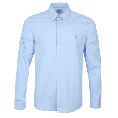 Paul Smith Tailored Fit Zeb Print Emb Shirt in Sky Blue