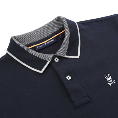 Psycho Bunny Duvall Pique Polo Shirt in Navy collar