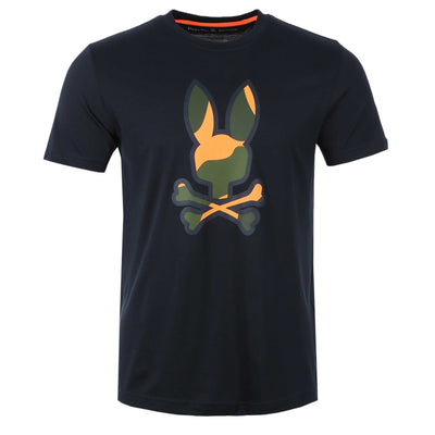 Psycho Bunny Plano Camo Print Graphic T Shirt in Navy