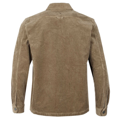 Remus Uomo Cord Shacket Overshirt in Beige Back