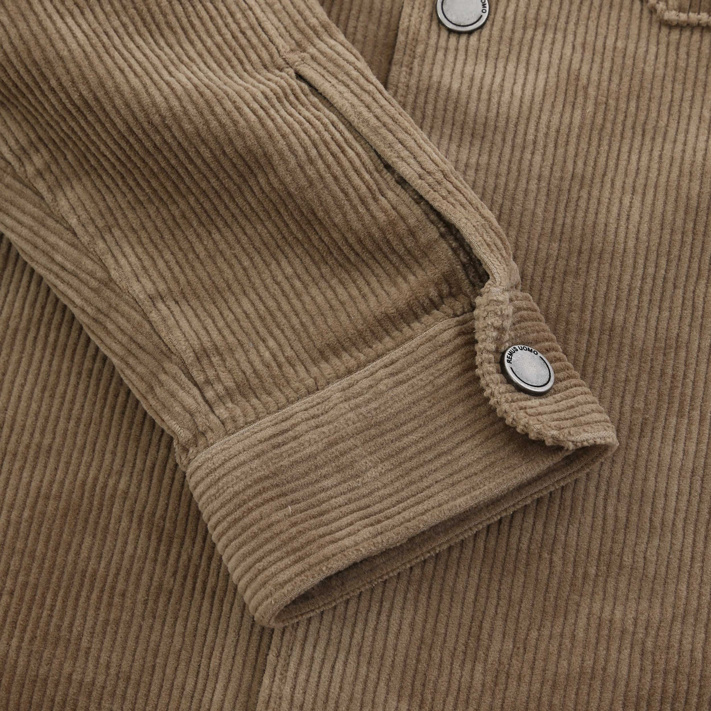 Remus Uomo Cord Shacket Overshirt in Beige Cuff