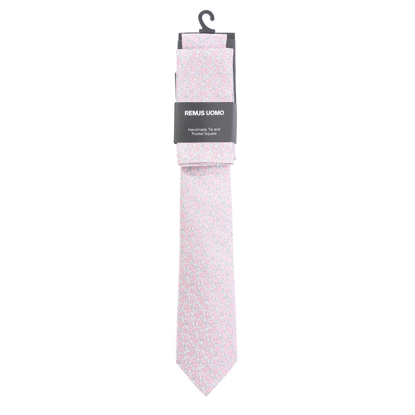 Remus Uomo Floral Tie & Hank Set in Pink