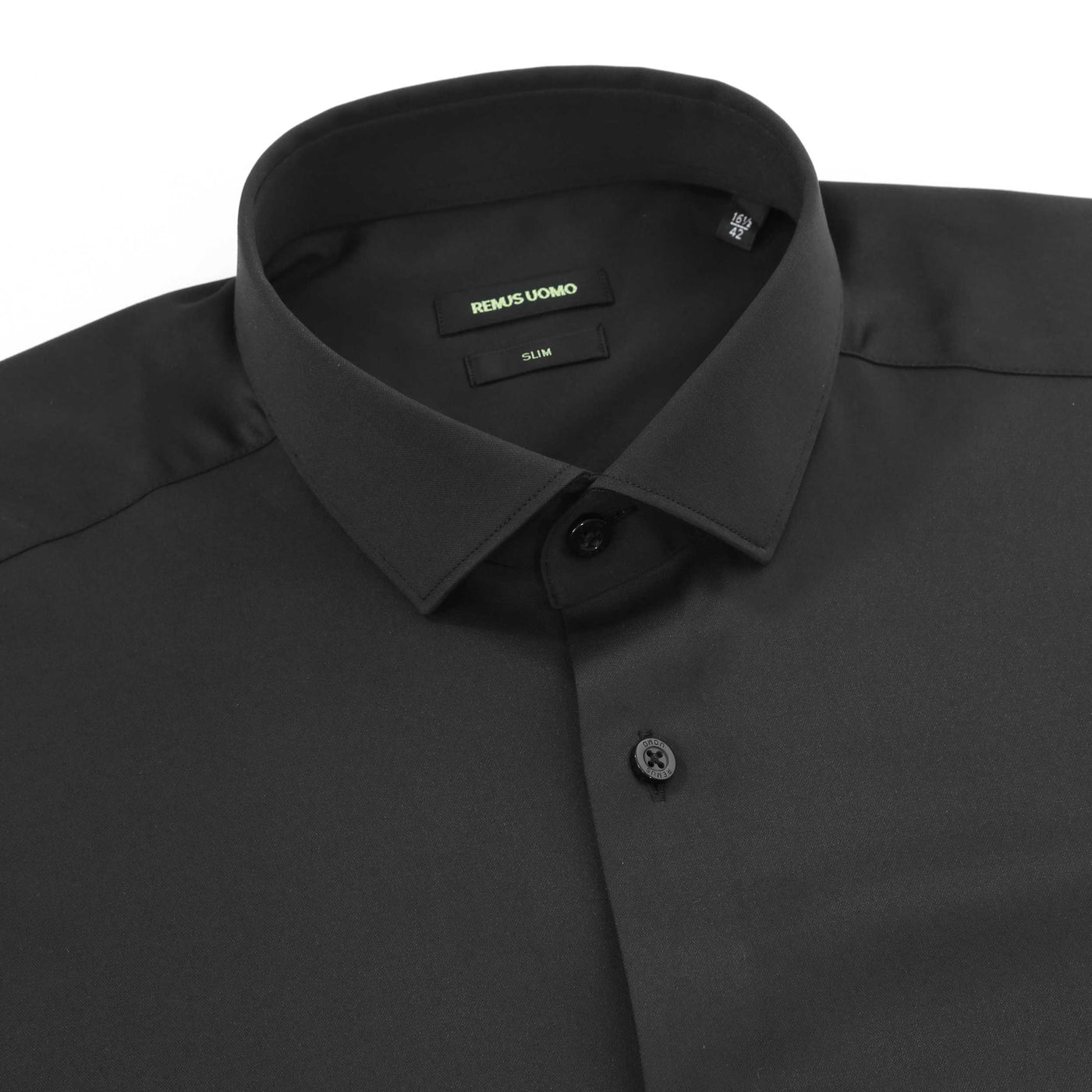 Remus Uomo Kirk Jersey Shirt in Black Collar