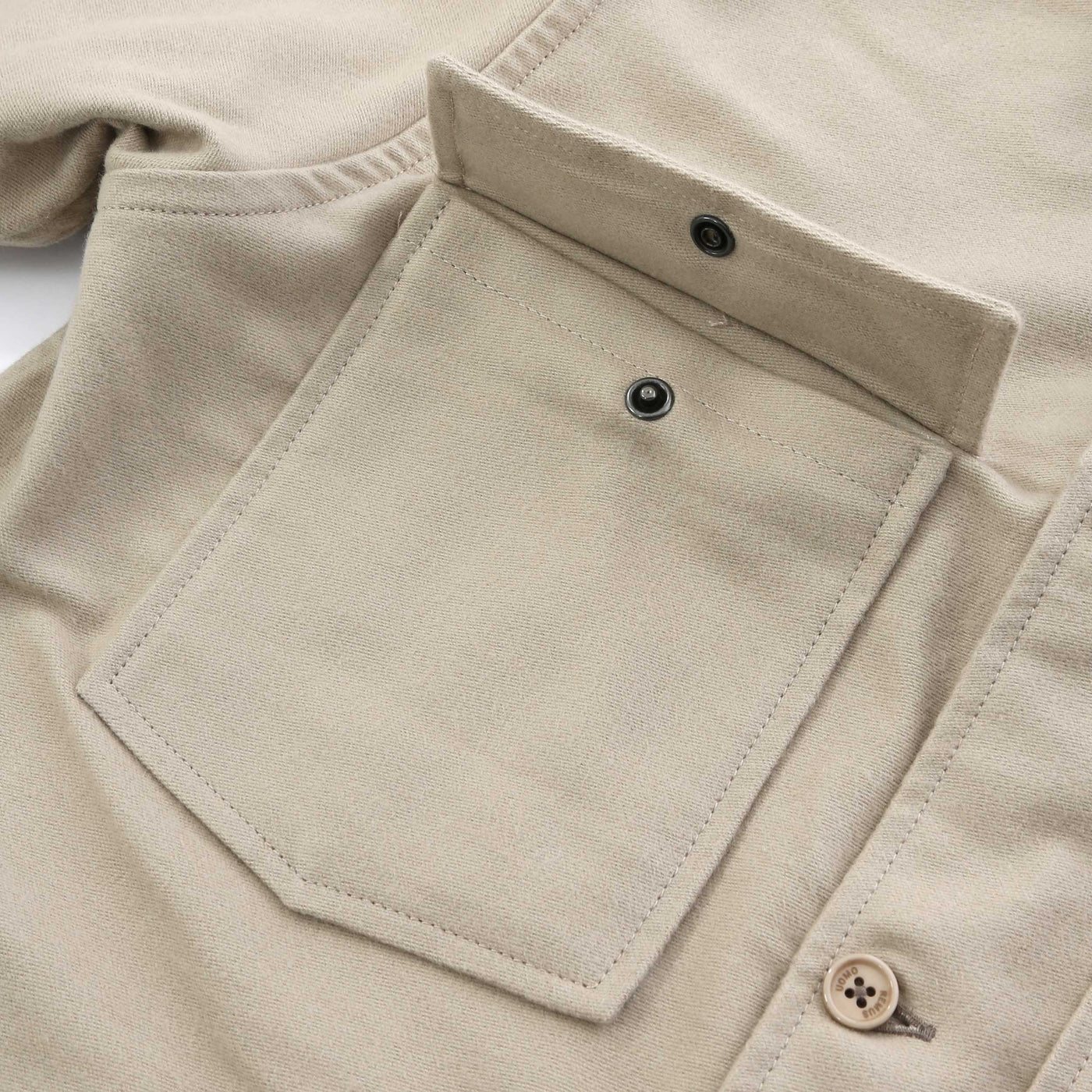 Remus Uomo Moleskin Overshirt in Beige Chest Pocket