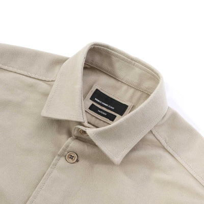 Remus Uomo Moleskin Overshirt in Beige Collar