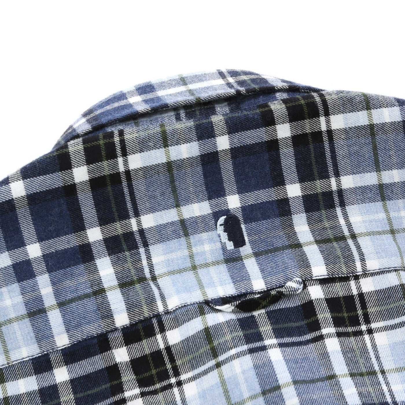 Remus Uomo Parker Check Flannel Shirt in Navy Check Nape Logo