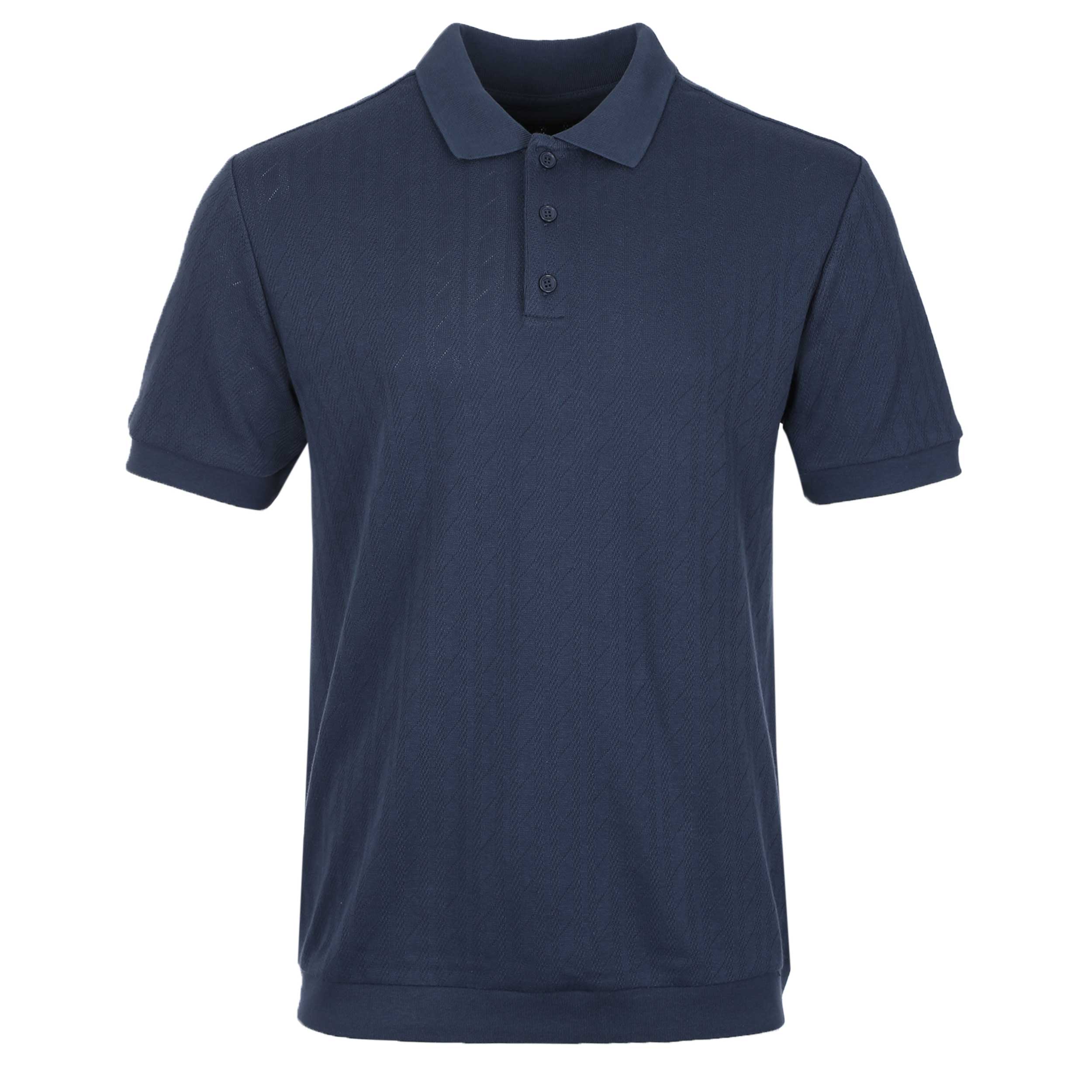 Remus Uomo Plain Jacquard Polo Shirt in Navy