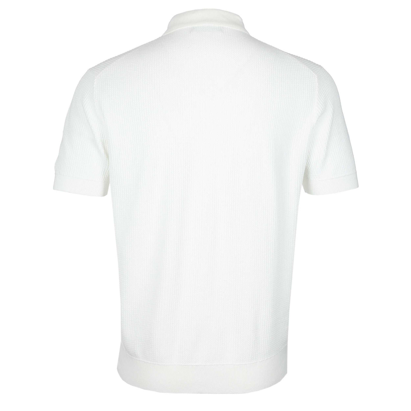 Remus Uomo Seersucker Knitted Polo Shirt in White Back