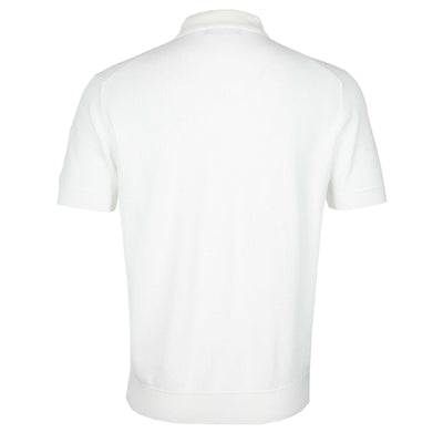 Remus Uomo Seersucker Knitted Polo Shirt in White Back