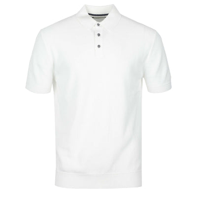 Remus Uomo Seersucker Knitted Polo Shirt in White
