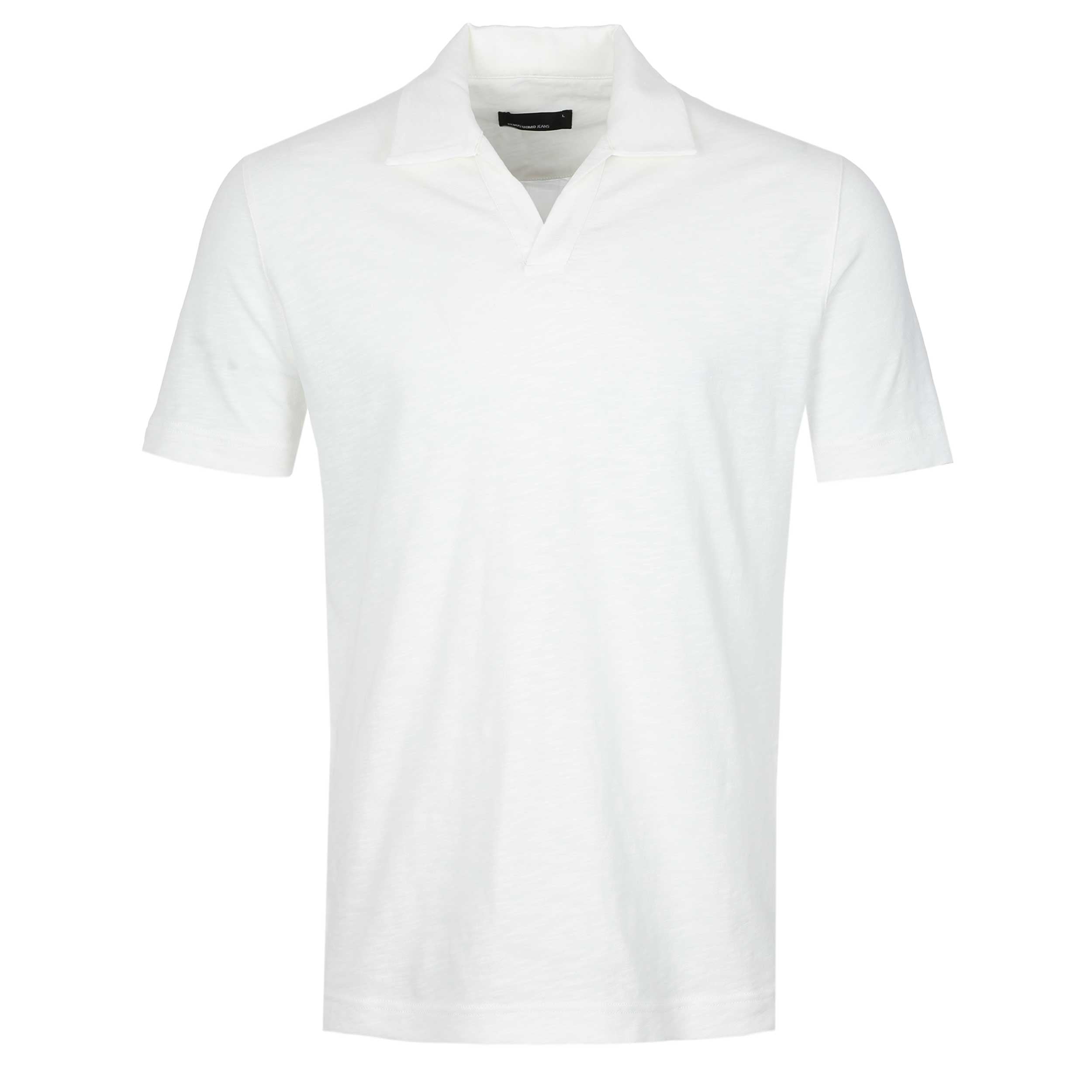 Remus Uomo Skipper Collar Slub Polo Shirt in White
