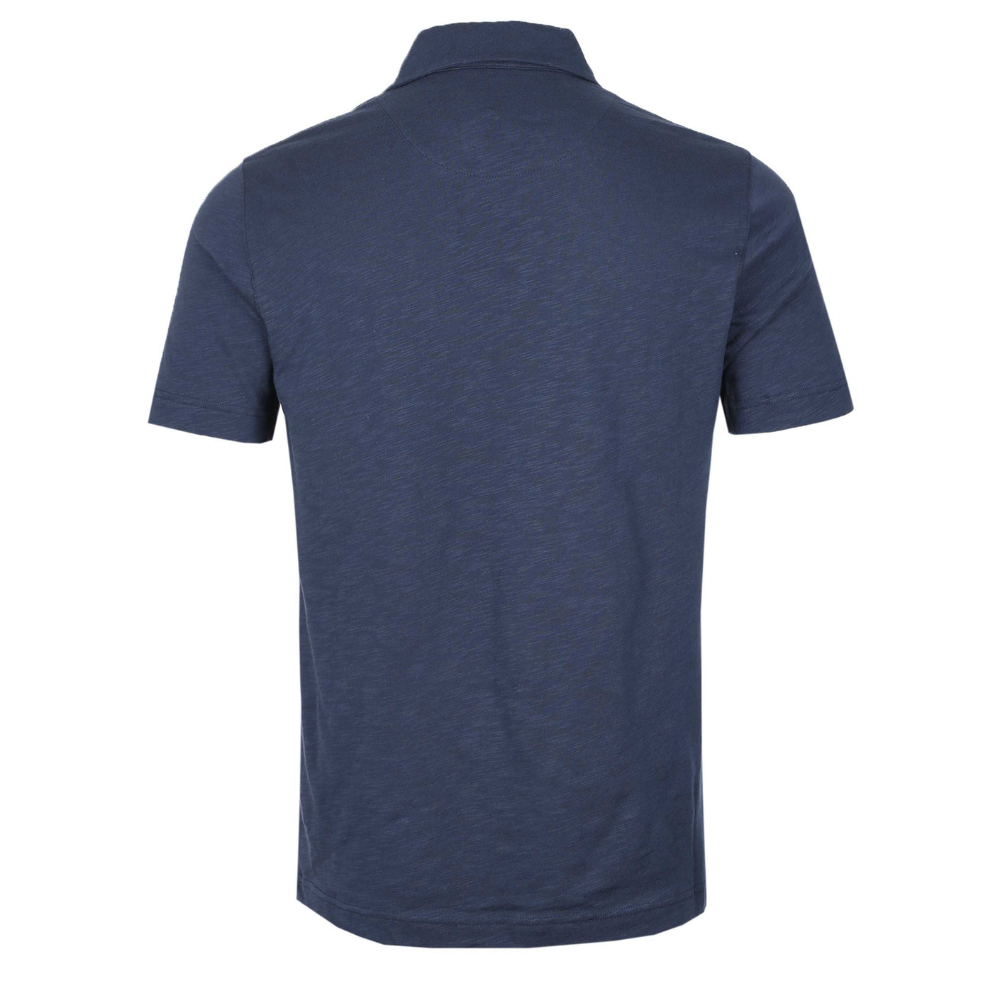 Remus Uomo Slub Skipper Collar Polo Shirt in Navy Back