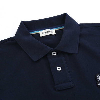 Sandbanks Badge Logo Polo Shirt in Navy Placket