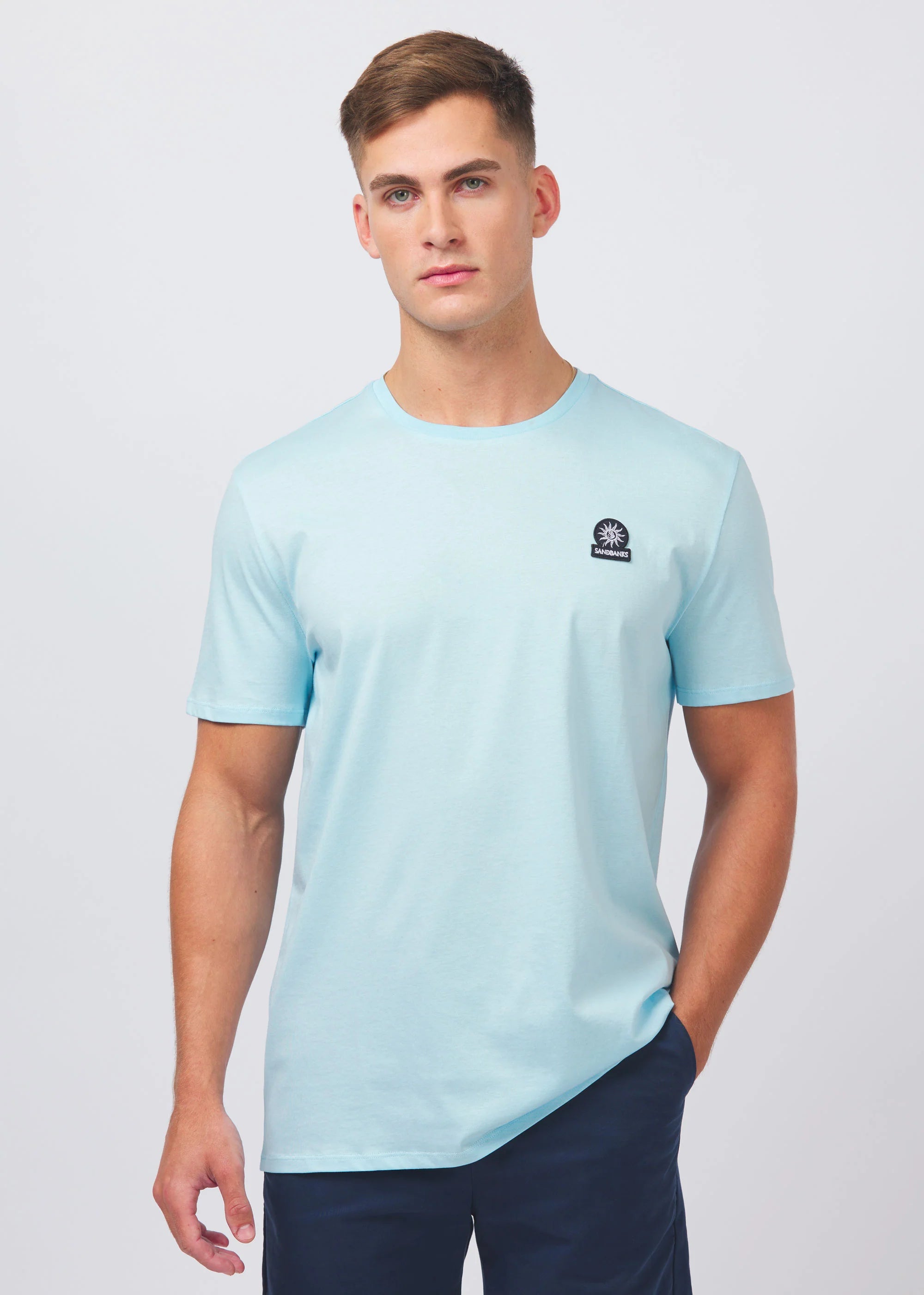 Sandbanks Badge Logo T Shirt in Crystal Blue