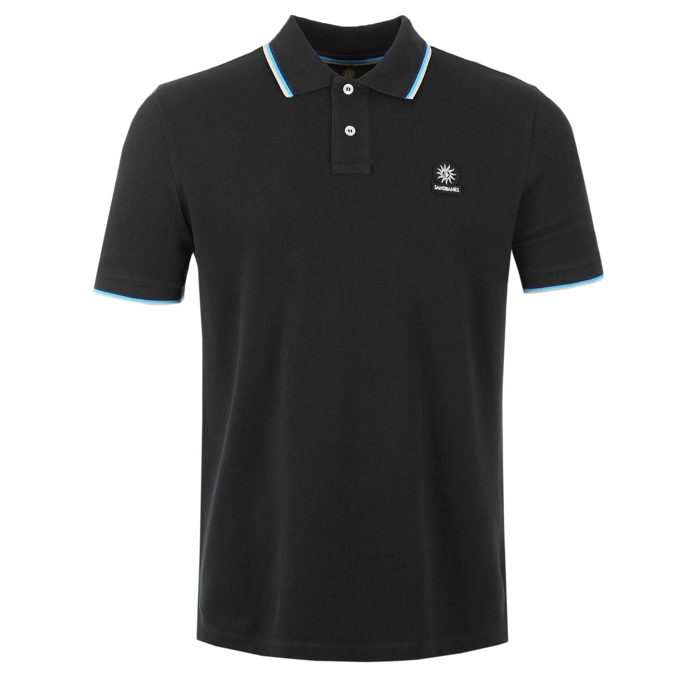 Sandbanks Badge Logo Tipped Polo Shirt in Black