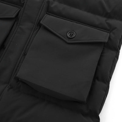 Sandbanks Branksome Long Puffer Jacket in Black Pocket