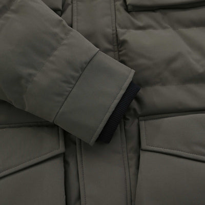 Sandbanks Branksome Long Puffer Jacket in Khaki Cuff