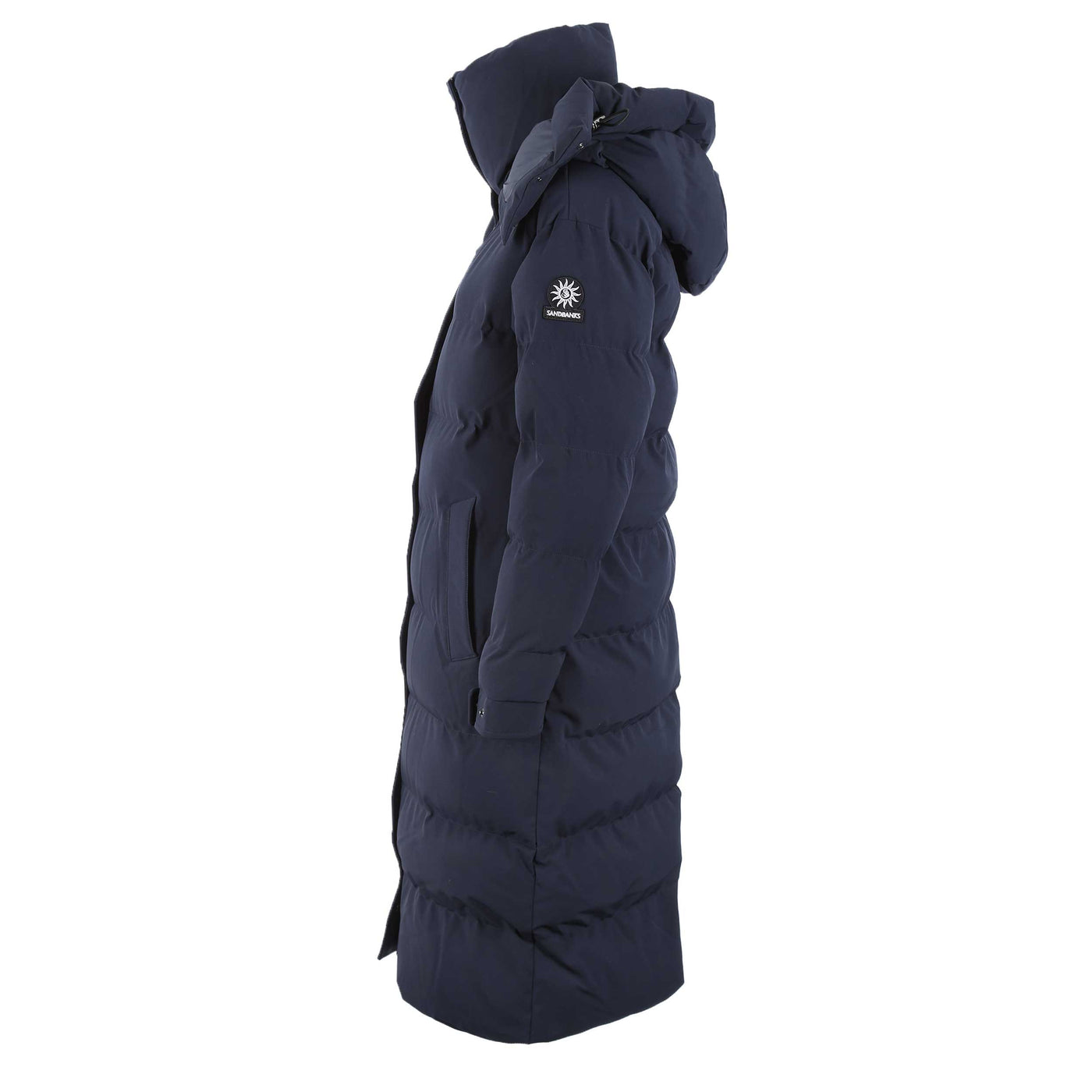 Sandbanks Haven Oversized Long Puffer Ladies Jacket in Navy Side