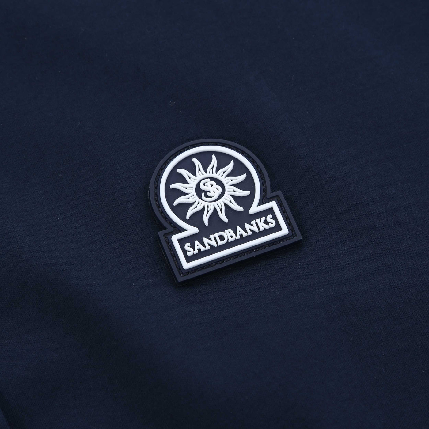 Sandbanks Interlock Full Button Polo Shirt in Navy Logo