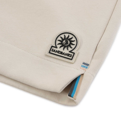 Sandbanks Interlock Sweat Short in Stone Logo