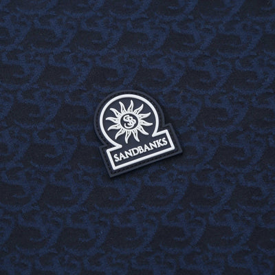 Sandbanks Jacquard Monogram Knitted Polo Shirt in Navy Logo