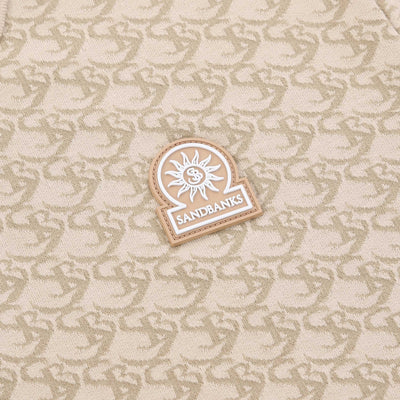 Sandbanks Jacquard Monogram Knitted Polo Shirt in Sand Logo