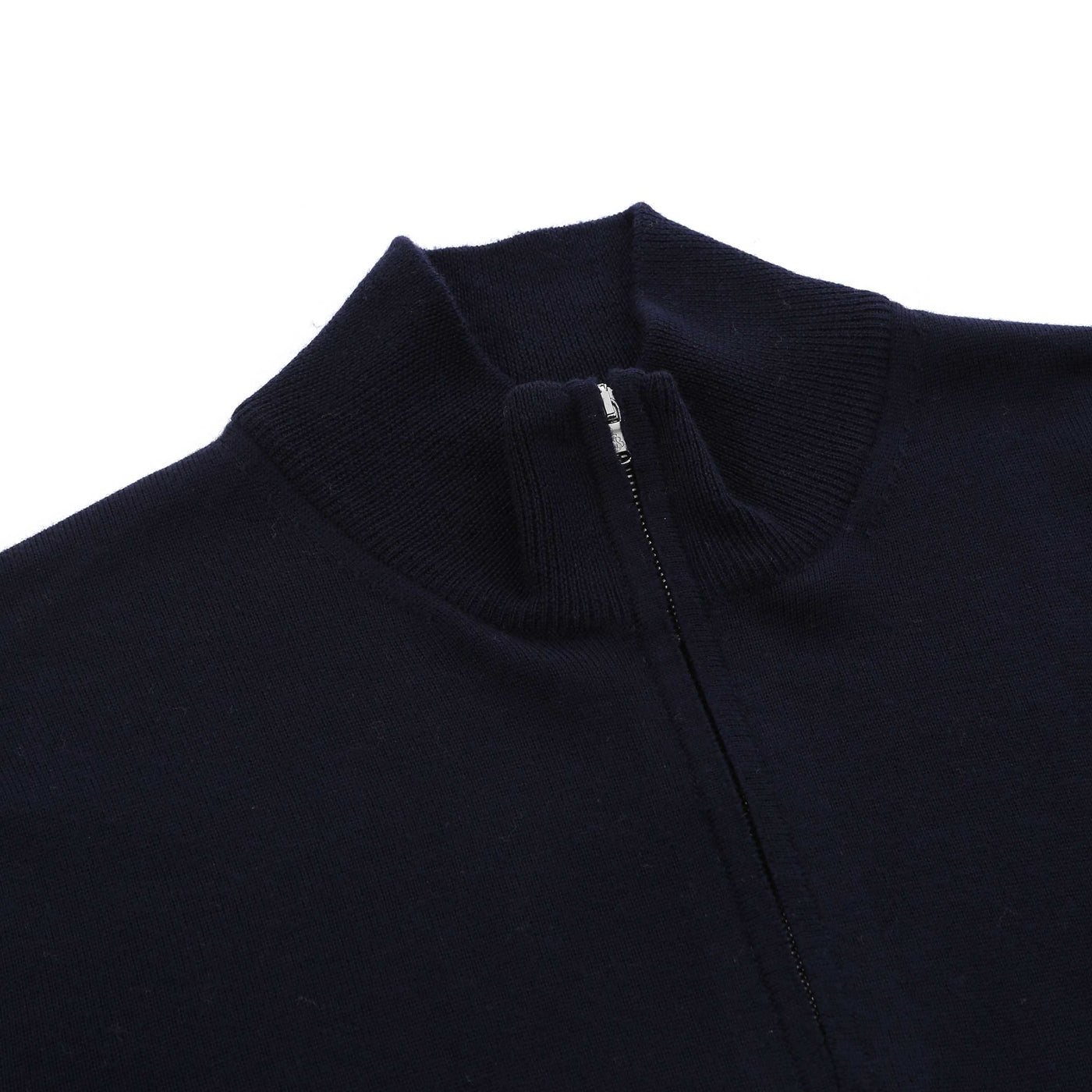 Sandbanks Merino Wool 1/4 Zip Knitwear in Navy Placket