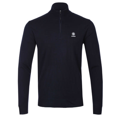 Sandbanks Merino Wool 1/4 Zip Knitwear in Navy