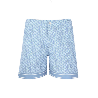 Sandbanks Monogram Swim Shorts in Dusty Blue