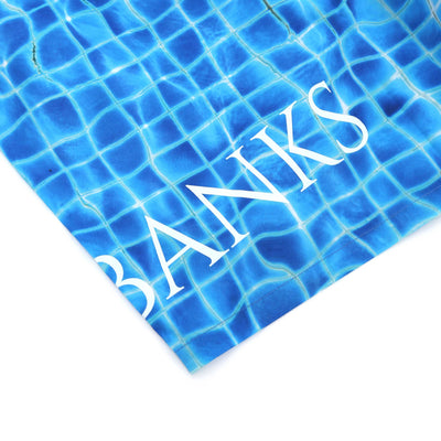 Sandbanks Mosaic Pool Side Swim Shorts in Blue Logo 2