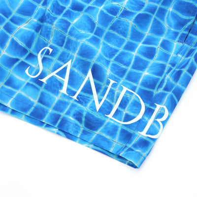 Sandbanks Mosaic Pool Side Swim Shorts in Blue Logo