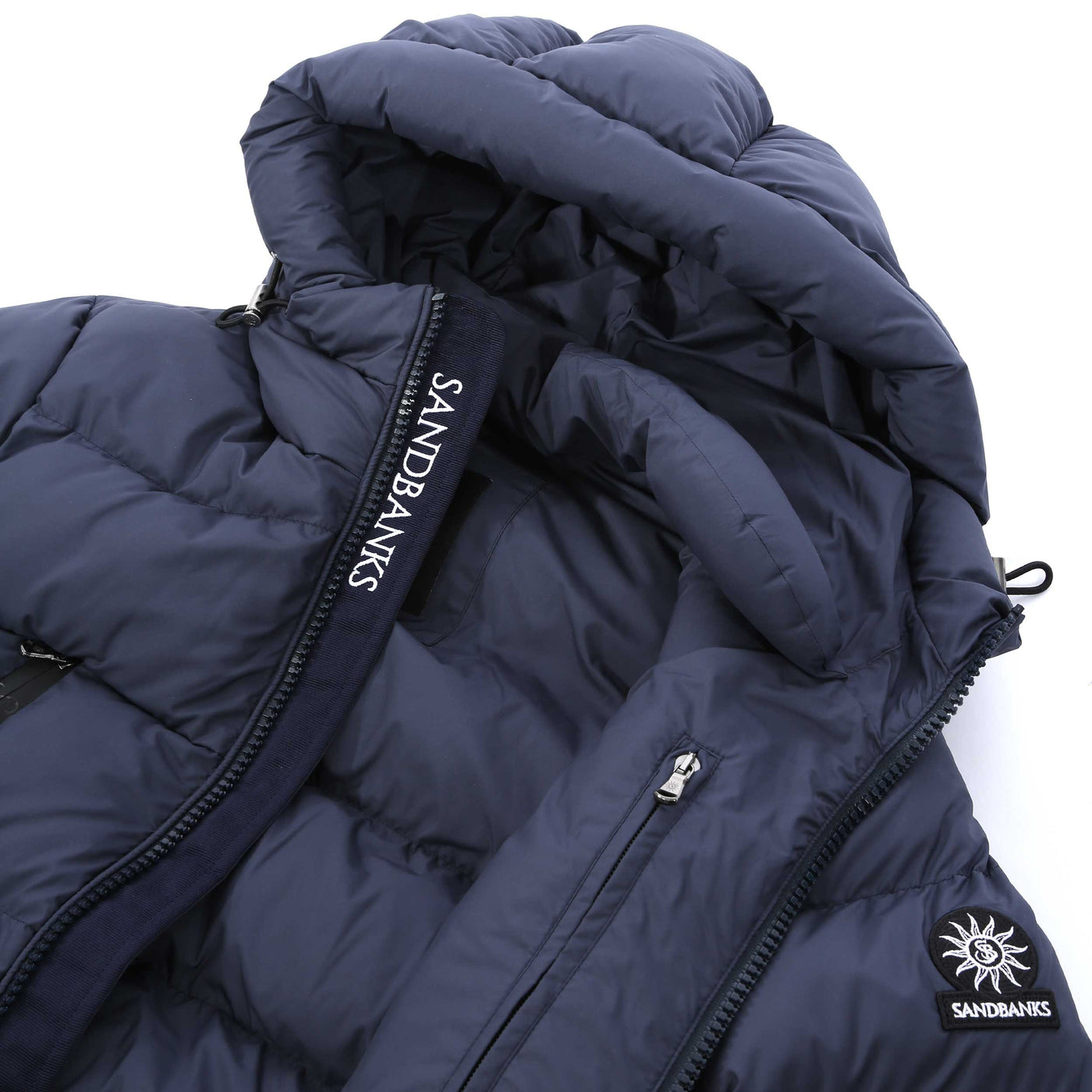 Sandbanks Ravine Mid Puffer Jacket in Navy Detailing