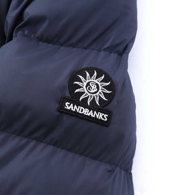 Sandbanks Ravine Mid Puffer Jacket in Navy Logo